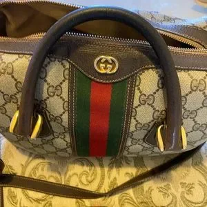 OLD GUCCI バニティポーチ OLD GUCCI SHERRY LINE GG PATTERNED MINI BOSTON SHOULDER BAG